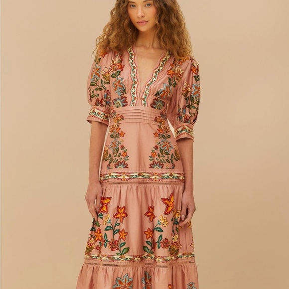 FARM Rio Pink Garden Delight Short Sleeve Maxi Dress - Picture 6 of 7